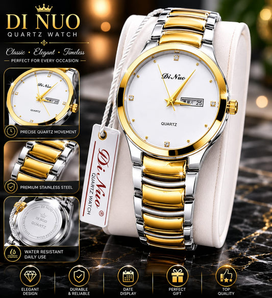 Di Nuo Classic Gold & Silver Watch | Luxury Stainless Steel Men's Watch
