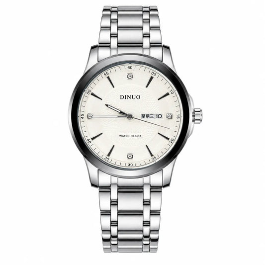 Dinuo Stainless Steel Day-Date Watch | Classic Luxury Men's Watch
