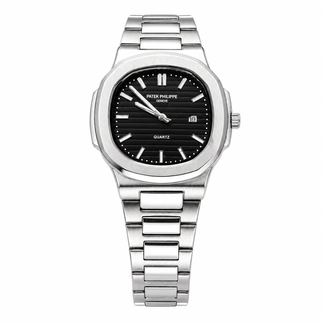Nautilus Style Quartz Watch | Black Dial