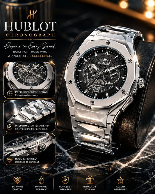 Hublot Skeleton Chronograph Stainless Steel Watch
