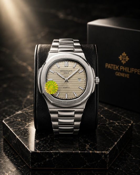 Nautilus Style Quartz Watch | Champagne Dial Stainless Steel Luxury Watch